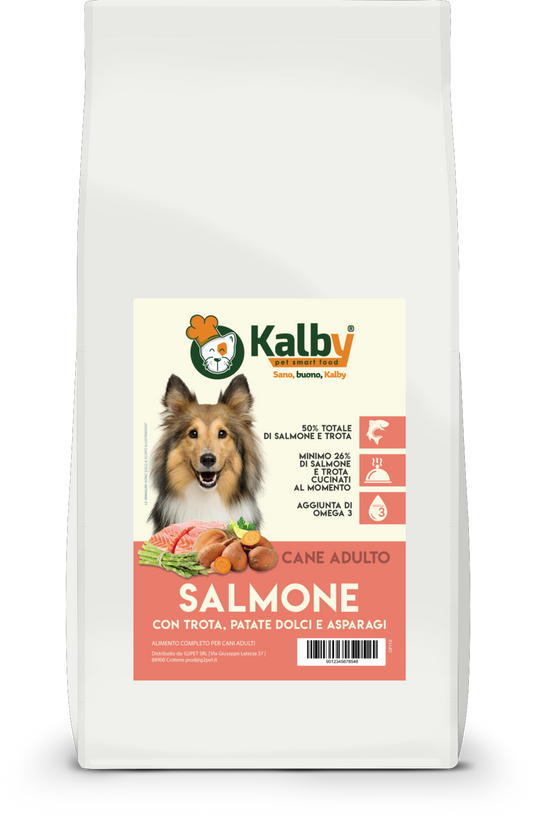CANE - Crocchetta GRAIN FREE - ADULTO taglia MEDIA/GRANDE - SALMONE TROTA PATATE DOLCI e ASPARAGI