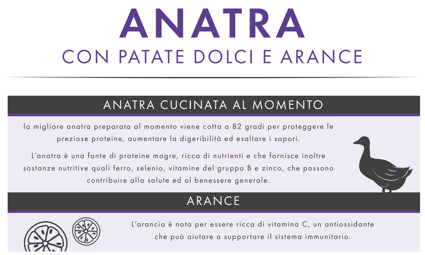 CANE - Crocchetta GRAIN FREE - ADULTO taglia MEDIA/GRANDE - ANATRA PATATE DOLCI e ARANCIA