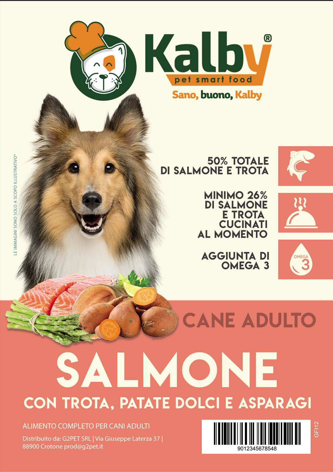 CANE - Crocchetta GRAIN FREE - ADULTO taglia MEDIA/GRANDE - SALMONE TROTA PATATE DOLCI e ASPARAGI