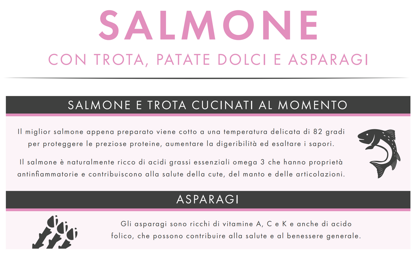 CANE - Crocchetta GRAIN FREE - ADULTO taglia PICCOLA - SALMONE TROTA PATATE DOLCI e ASPARAGI