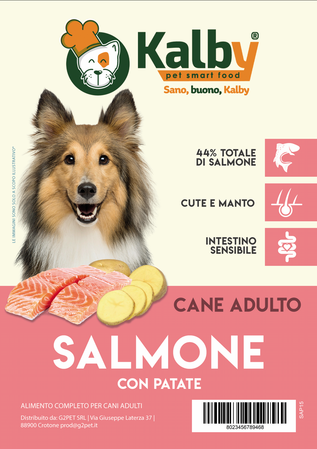CANE - Crocchetta SUPER PREMIUM - ADULTO taglia MEDIA/GRANDE - SALMONE e PATATE